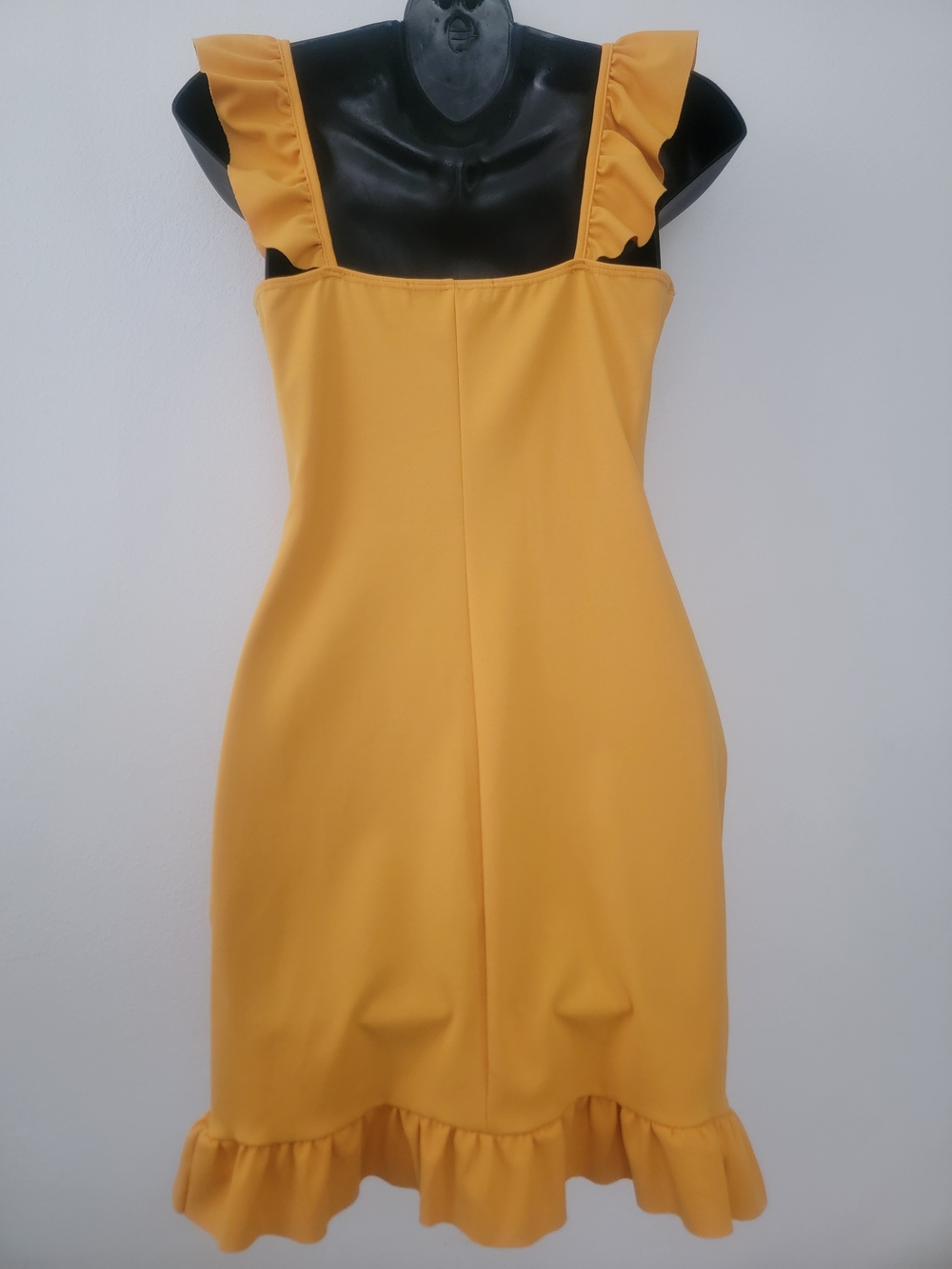 Yellow Ruffle Strap Bodycon Dress - Picture 4 of 4